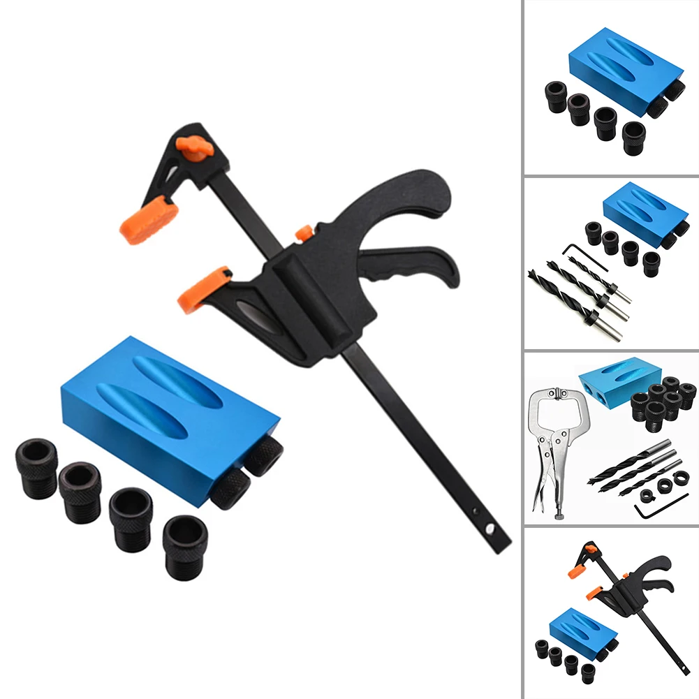 

15 Angle Hole Locator Pocket Hole Jig 6mm/8mm/10mm Aluminum Alloy+Iron