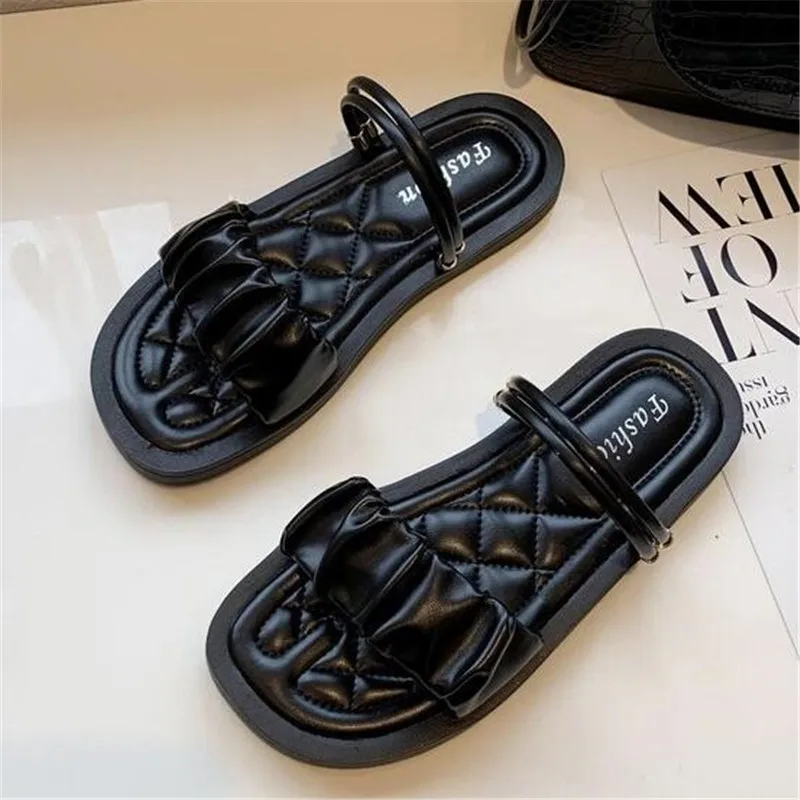 

Large size flat women's slides 2021 summer new women sandals fashion platform slippers womens shoes comfortable casual slipper