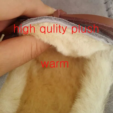 

2021 Shoes Women Winter Warm 100% Genuine Leather Flat Shoes Casual Loafers Slip on Women's Flats Plush Shoes Moccasins Lady