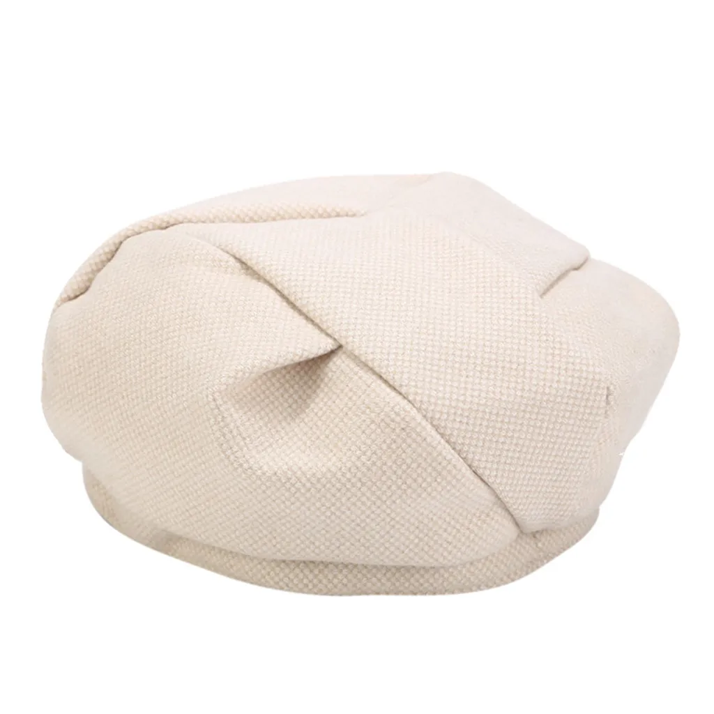 Акриловые шапки-береты женские береты для девочек винтажный однотонный берет на