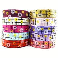 5yards 25mm printed small gloral pattern segment with christmas ribbon used for christmas decoration diy sewing fabric