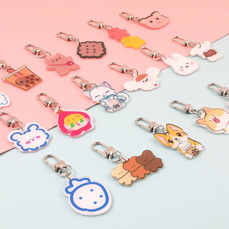 Anime Cosplay Acrylic Pendant Keychain Shiba Inu Little Bear Piggy chains Women Charm Bags Chain Car Ring Accessories | Украшения и