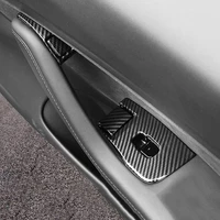 car door handle armrest window lift button frame cover sticker for tesla model 3 2017 2020 abs carbon fiber decorative stickers