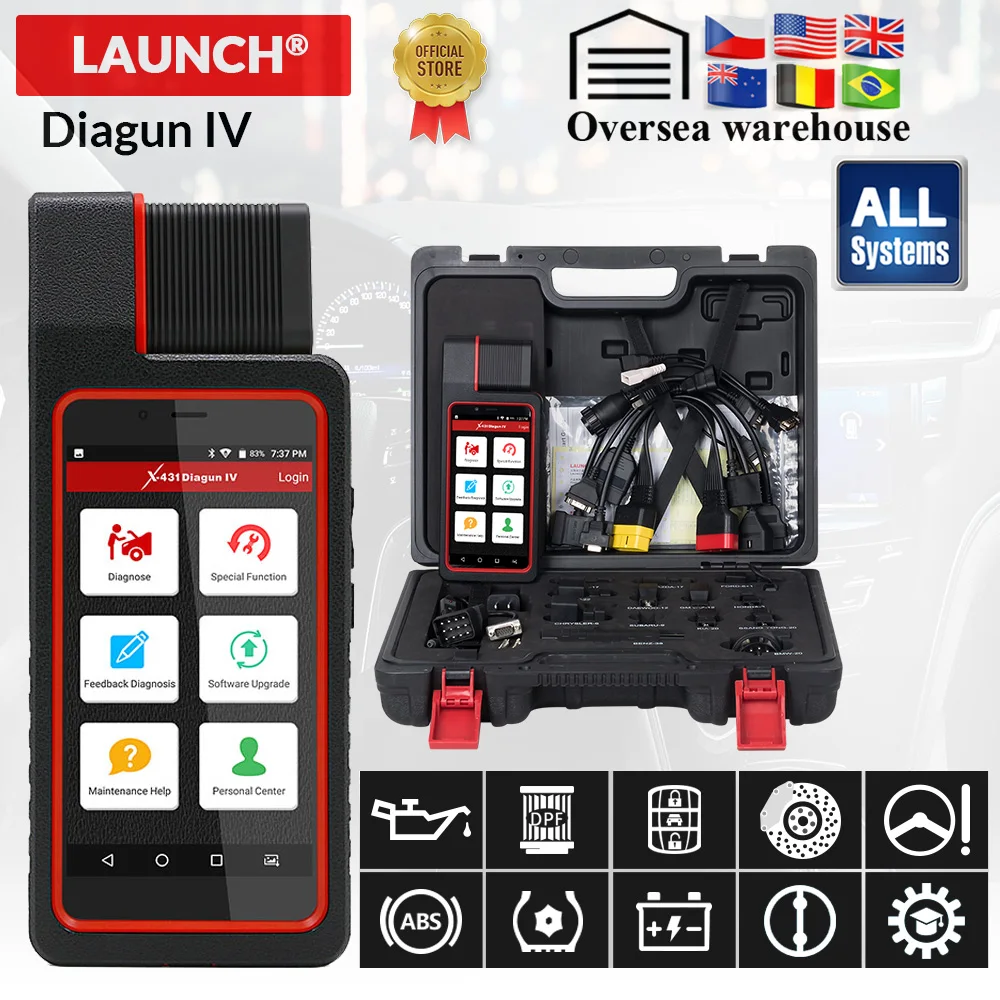 LAUNCH X431 Diagun IV Bluetooth/Wifi OBD2 Автомобильная полная система диагностический инструмент Многоязычный 2 года бесплатное обновление