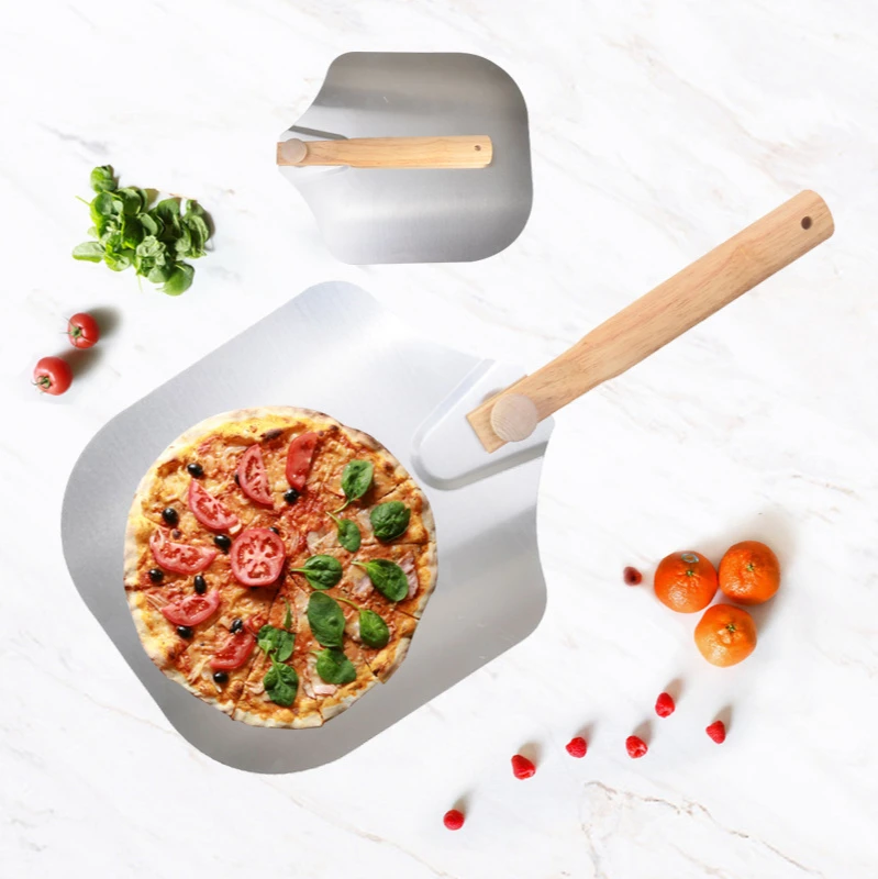 Съемная лопатка для пиццы складная деревянная ручка алюминиевый инструмент