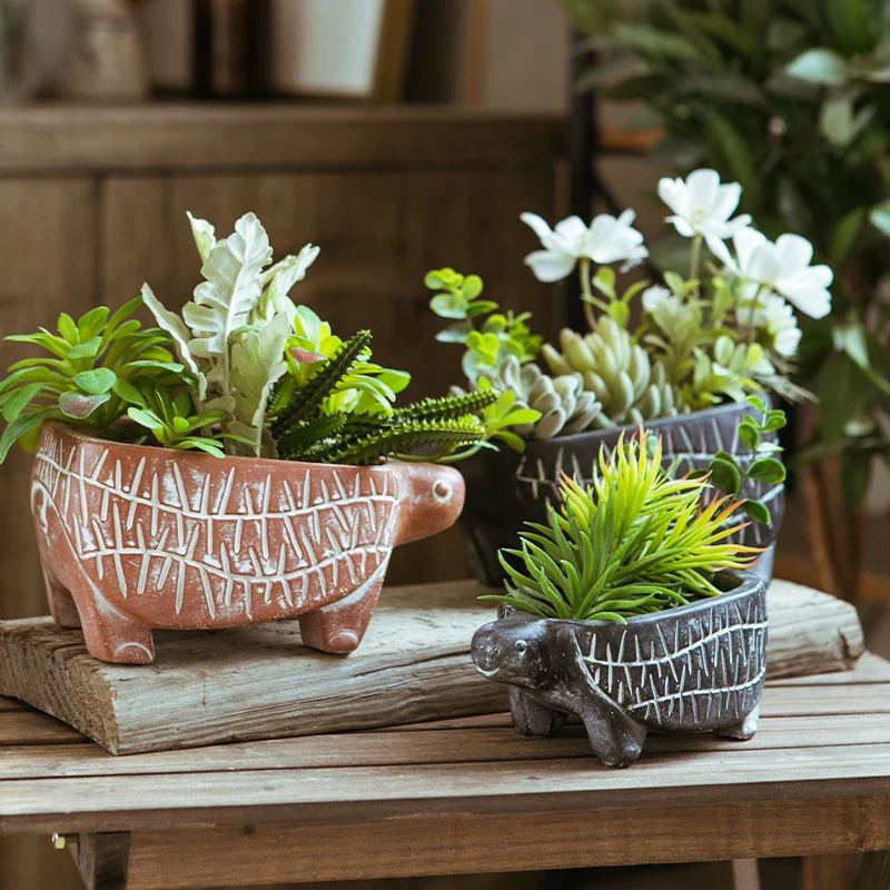 

Nordic Vase Ceramic Gardern Plant Turtle Home Dexor Living Room Decoration Flower Pot Cute Creative Christmas Accessories Vases