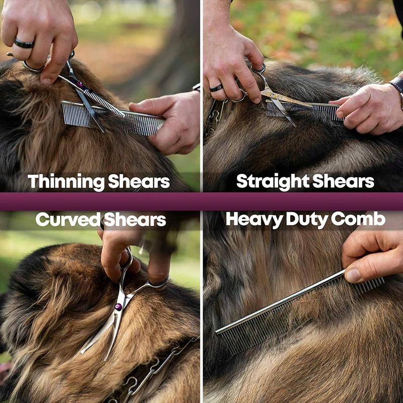 Benepaw Safe Stainless Steel Pet Scissors For Dog Grooming Comfortable Rounded Tips Curved Kit Tools Gift Comb | Дом и сад