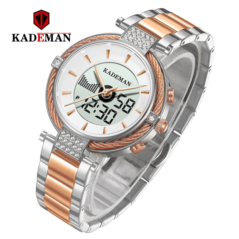 KADEMAN белые черные часы женские креативные стальные с браслетом Relogio Feminino Montre