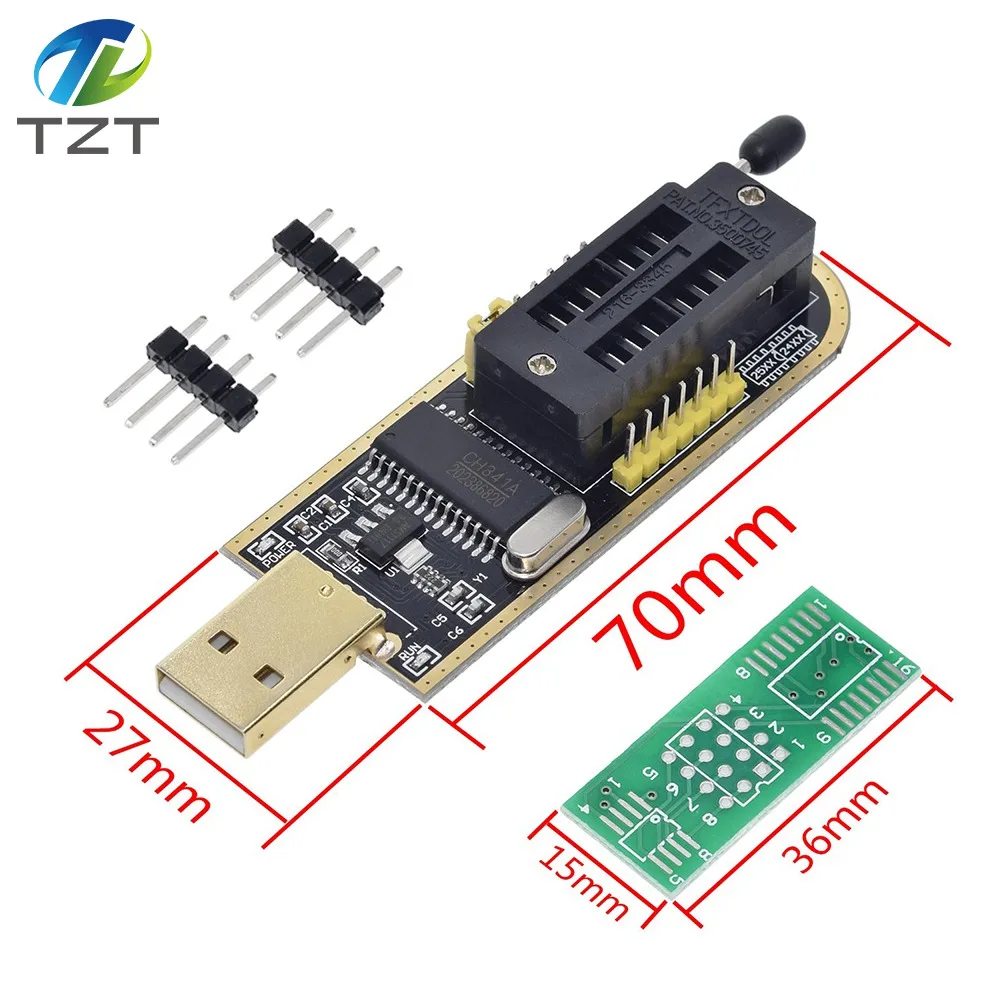 Программатор для FLASH и EEPROM на CH341A серия 24/25 BIOS/USB с пружинным зажимом SOIC8/SOP8 93CXX / 25CXX