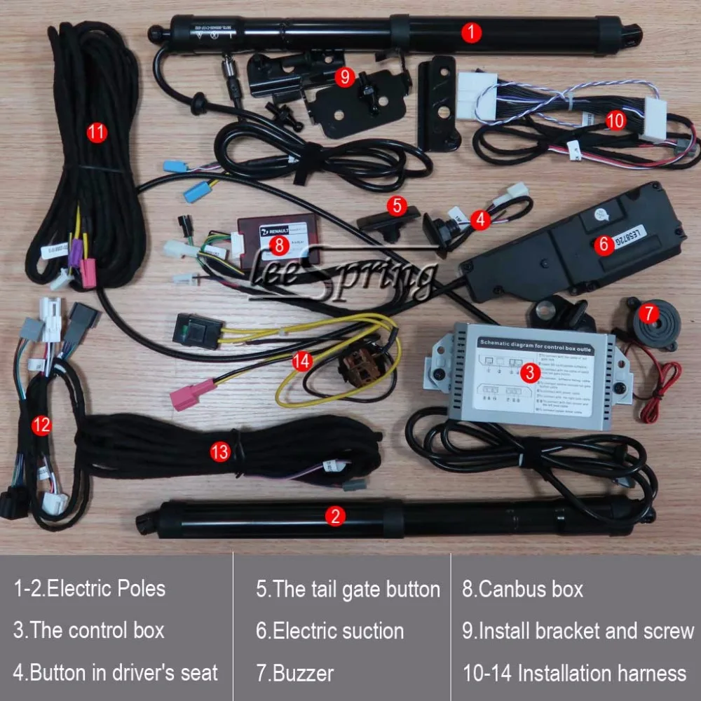 Автомобильный Электрический задний подъемник для Renault Kadjar 2016 с дистанционным