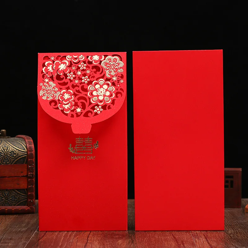 20 шт свадебный красный конверт в китайском стиле с золотым тиснением и полым