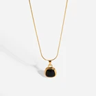 Женское ожерелье с подвеской из нержавеющей стали с черным Цирконом