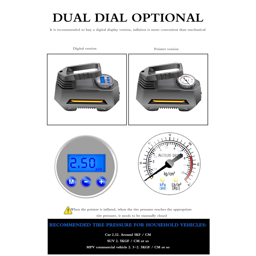 Портативный автомобильный ручной воздушный насос с зарядкой для автомобильных