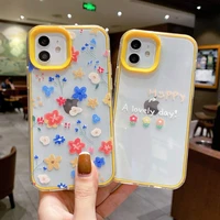 for iphone 13 11 pro max 12 xs xr 3 in 1 clear tpu transparent floral phone cases for apple iphone 7 8 plus floral case cover