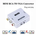 Конвертер RCA AV в VGA Mini AV2VGA, конвертер с аудио 3,5 мм для HD ТВ-приставки, DVD-монитора