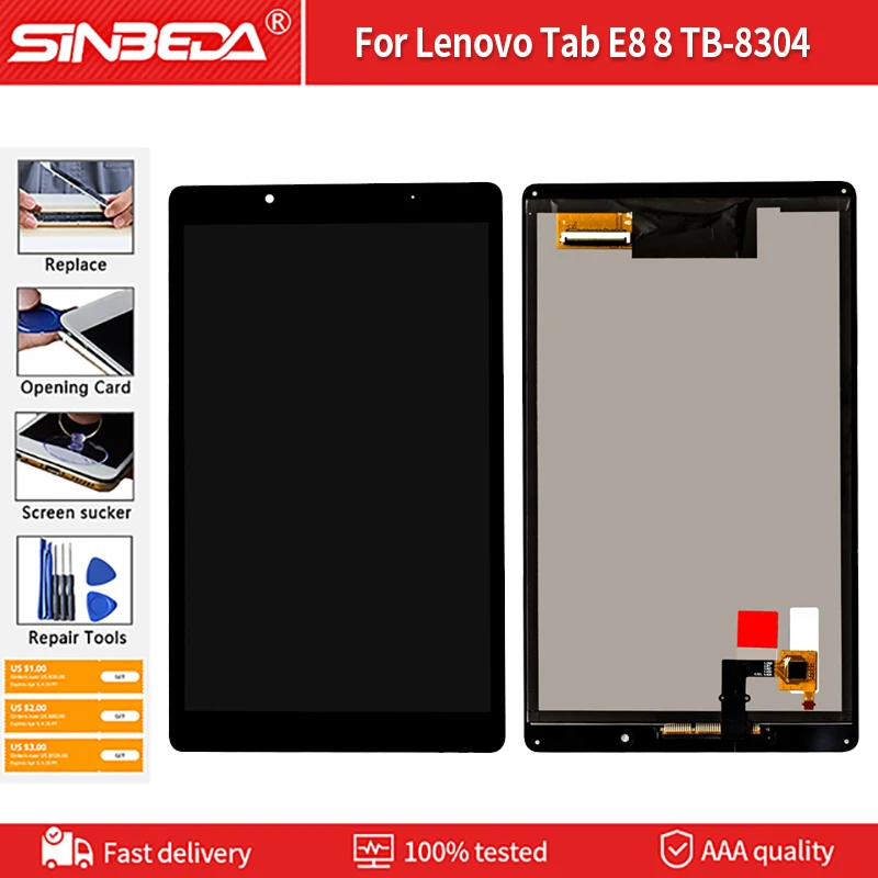 

Origina For Lenovo Tab E8 8 TB 8304 TB-8304 TB-8304F1 TB-8304F LCD Display Touch Screen Digitizer Glass Assembly Replacement