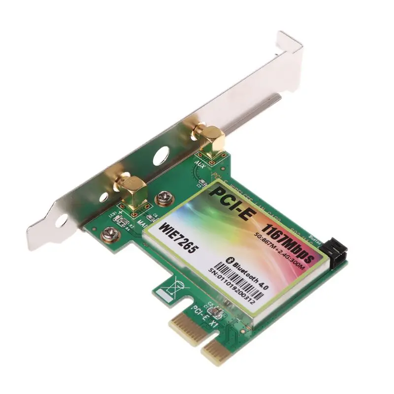 

1Set 1200Mbps Wireless WiFi Network Card Bluetooth 4.0 Dual Band PCI-Express Adapter Desktop Card