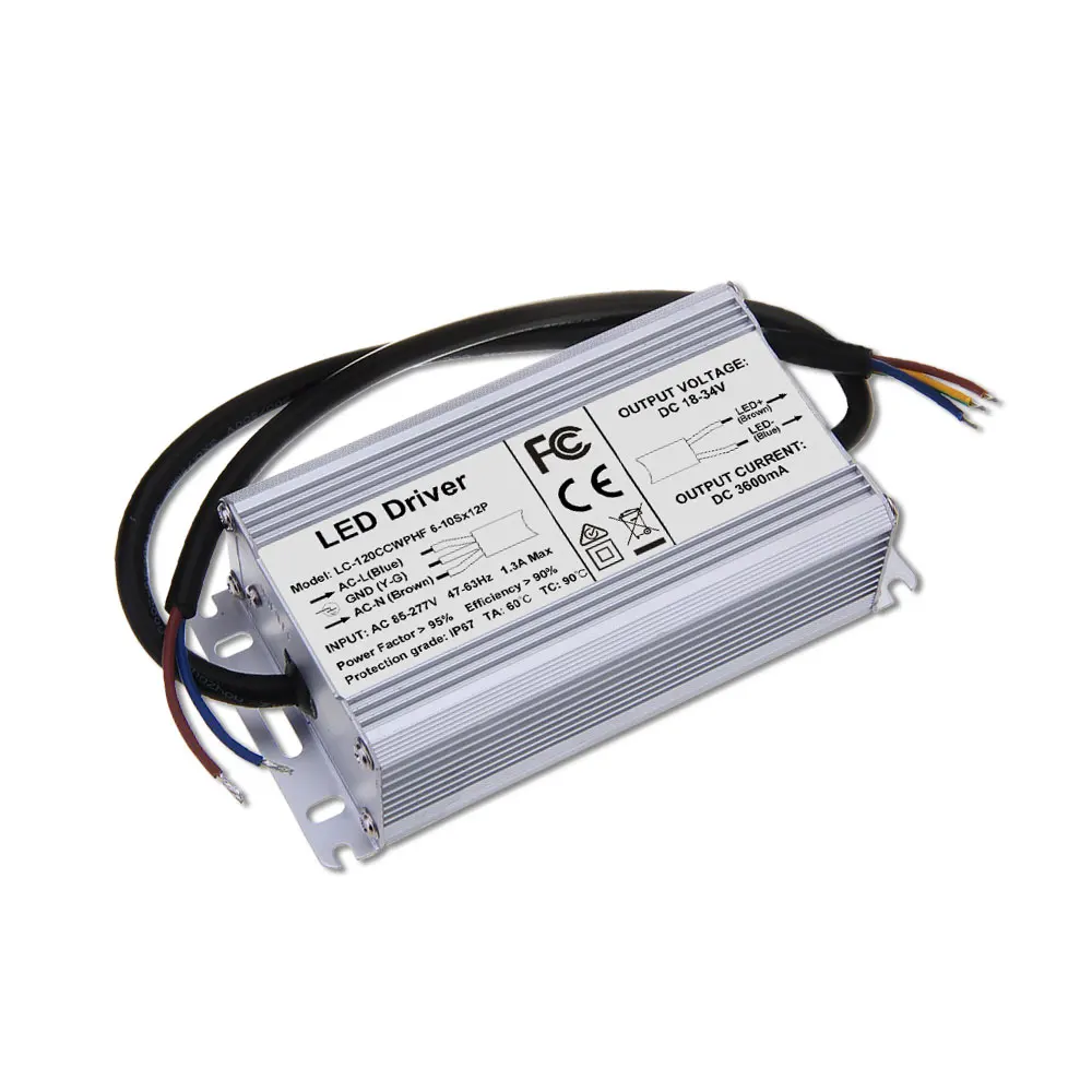 100W 120 W Светодиодный драйвер IP67 Водонепроницаемый 100 Вт Трансформеры 85 265V 3000mA 3600mA