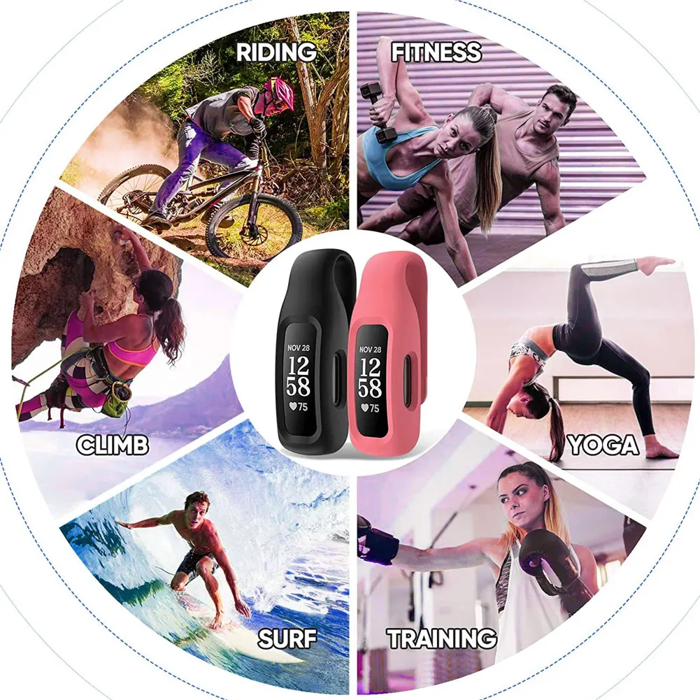 Silicon Case Cover For Fitbit Inspire-2 Replacement Smart Wristband Accessories Protective Case Cover Clasp Clip Holder