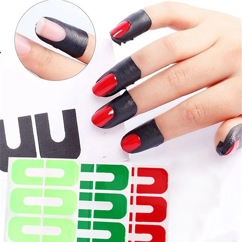 10Pcs/Sheet Nail Polish Varnish Protector Stickers Holder Tool Creative U-shape Spill-proof Durable Manicure Finger Cover | Красота и