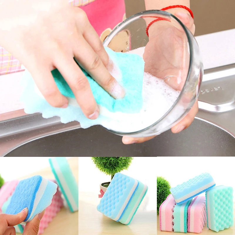 

4Pcs Highly Efficient Scouring Pad Dish Cloth Sponge Cleaning Brush Decontamination Kitchen Rags Strong Dish Towels Household