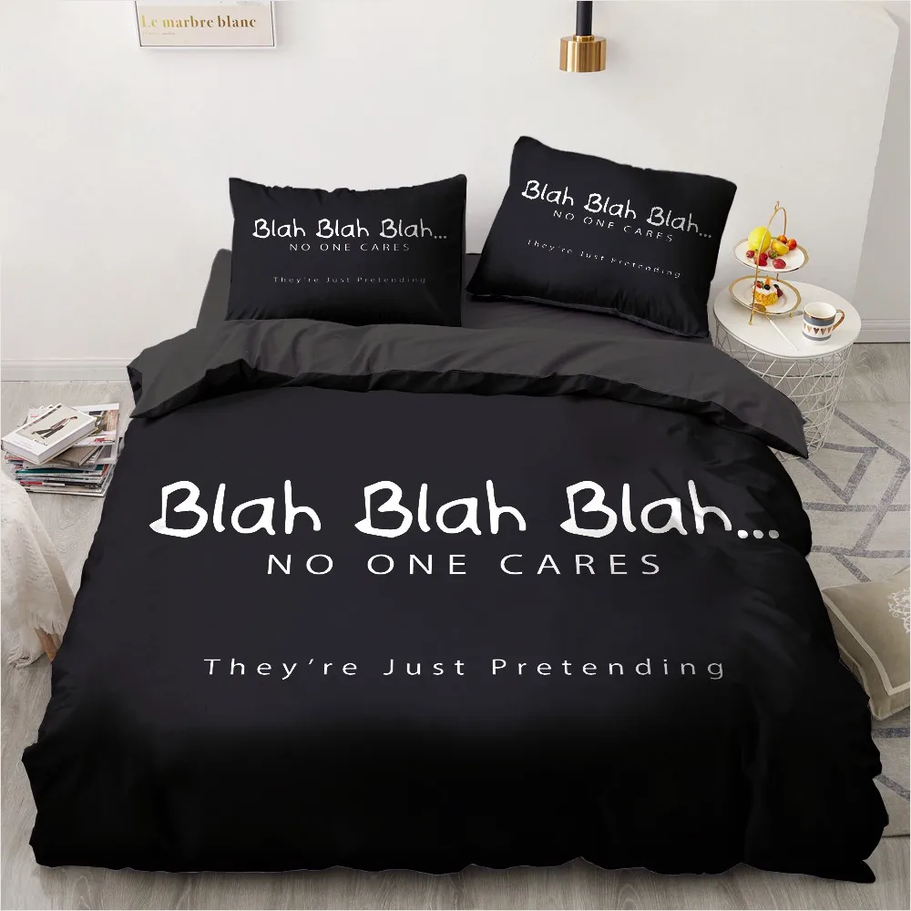 

3D Printed Custom Design Black Letter Single Double King Quilt Covers Duvet Cover Set Pillow Shams Case Bedding Set Home Textile