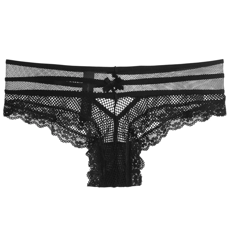 

Lace Mesh Design Sexy Panties Women Back Hollow Out Transparent Underwear Seamless Briefs Solid Female Lingerie Thongs
