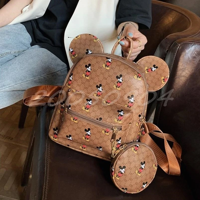 Модный женский кожаный рюкзак с Микки Маусом Маленький Многофункциональный