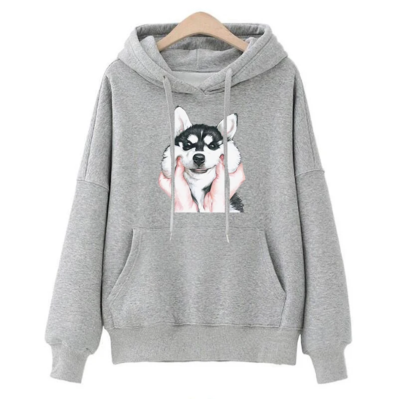 

Cartoon Shirts Man Streetwear Autumn Winter Top Funny Print Long Sleeve Pullovers Women Husky Animal Dog Print Sweatshirt Hoodie