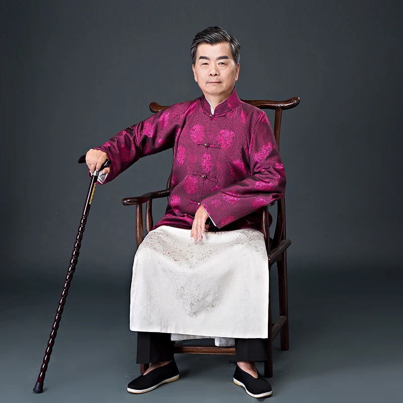 Новый костюм старого Шанхая человек владелец магазина Хлопок и лен Тан халат