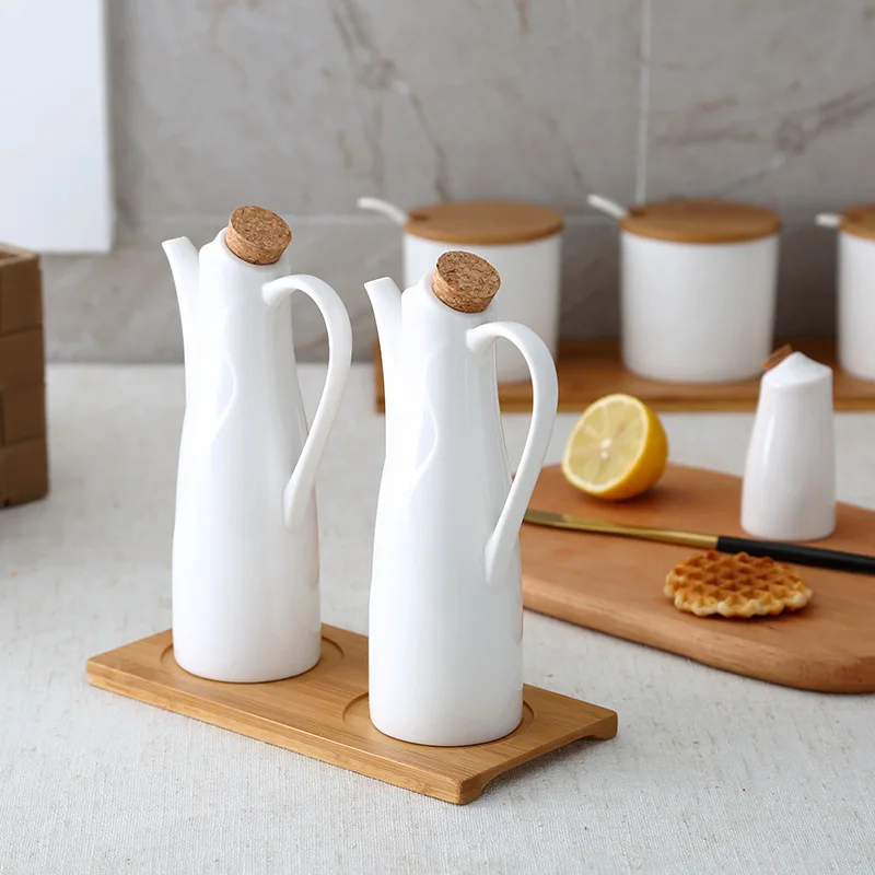 Ceramic Salt Pepper Oil Bottle Set Japan Style Porcelain Olive Soy Seasoning Home Oil Vinegar Bottles Kitchen Cooking Tools