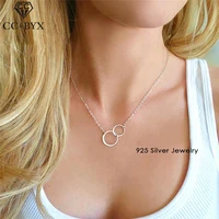 cc 925 pure fashion jewelry necklaces for women double circle interlock clavicle choker office pendants ccn307