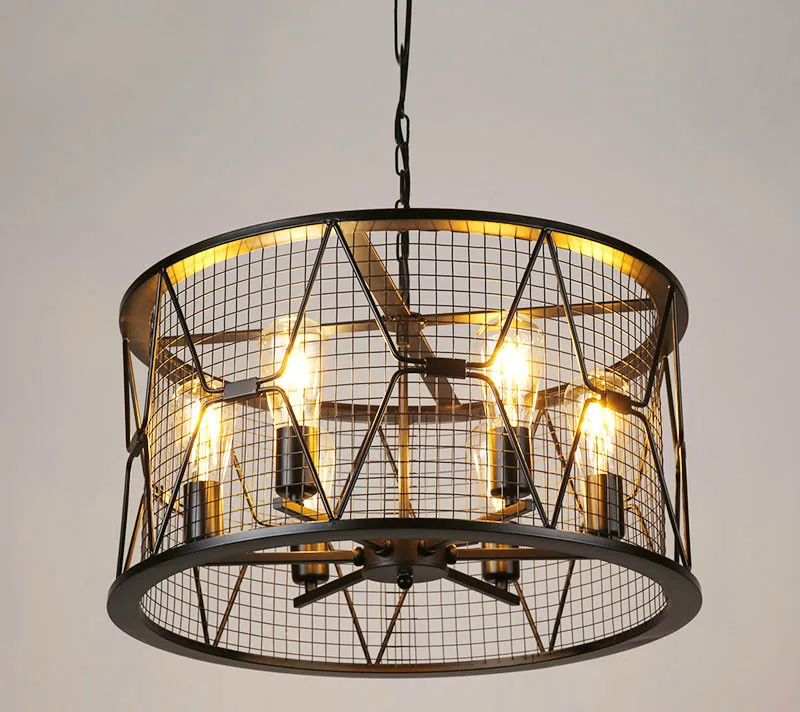 Offerte Americano-Stile Retrò Griglia Di Ferro Lampadario Ristorante Bar Industriale Illuminazione D'epoca Complementi Arredo Casa Cucina Scala Lampadario Luce