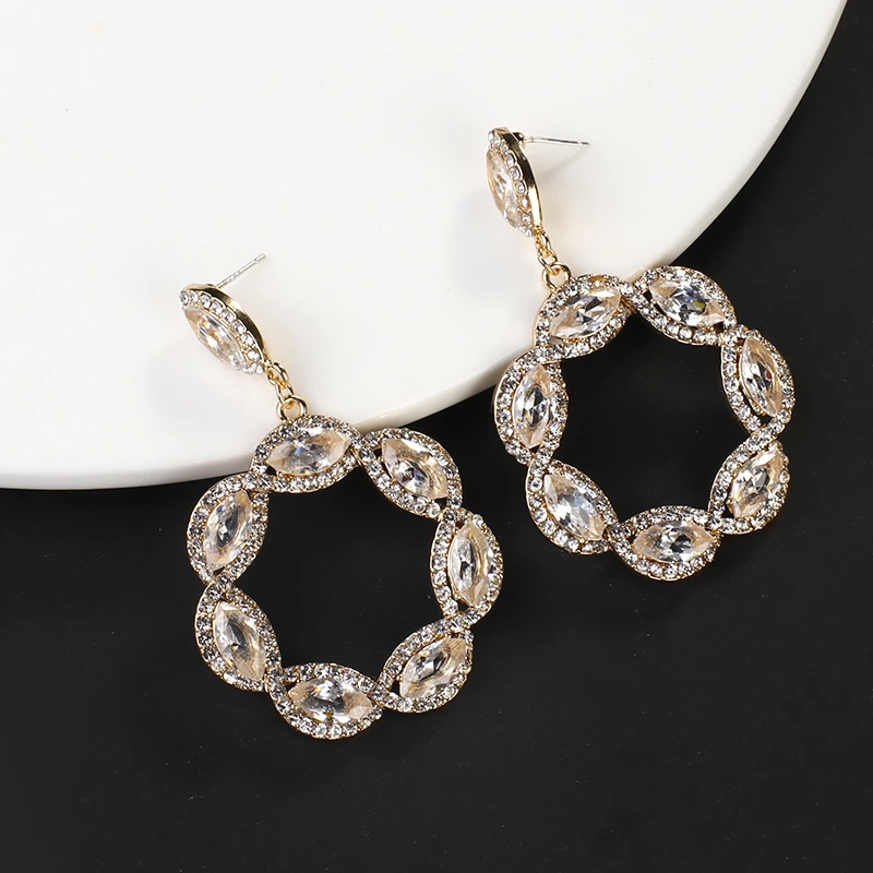 Женские серьги подвески со стразами цвета шампанского|Серьги-подвески| |