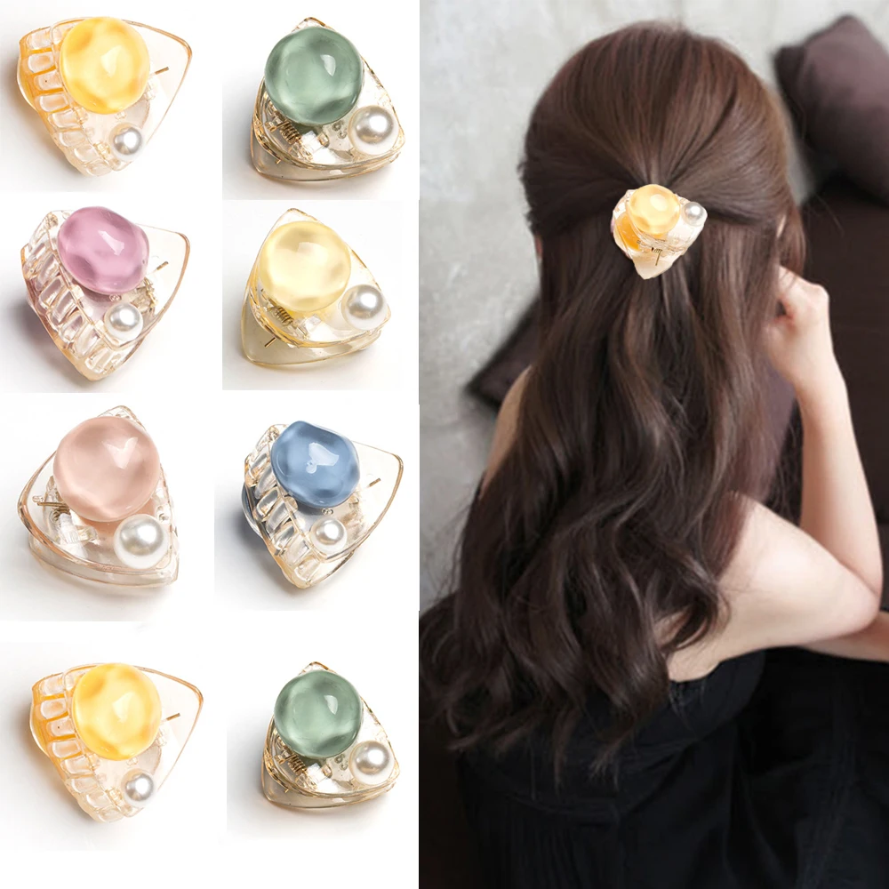 

Fashion Women Girls Candy Colors Pearls Mini Hair Claw Crab Korean Hairpin Crab Clips Hair Accessories
