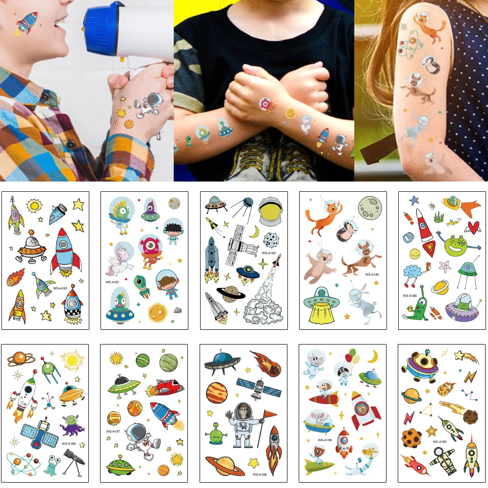 Детская Татуировка Вселенная Космос космический человек ракета звезда наклейка