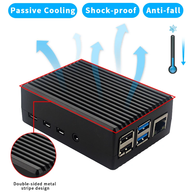 Raspberry Pi 4 Model B Aluminum Alloy Case Metal Enclosure Passive Cooling Shell Heat Dissipation Box for 4B | Компьютеры и офис