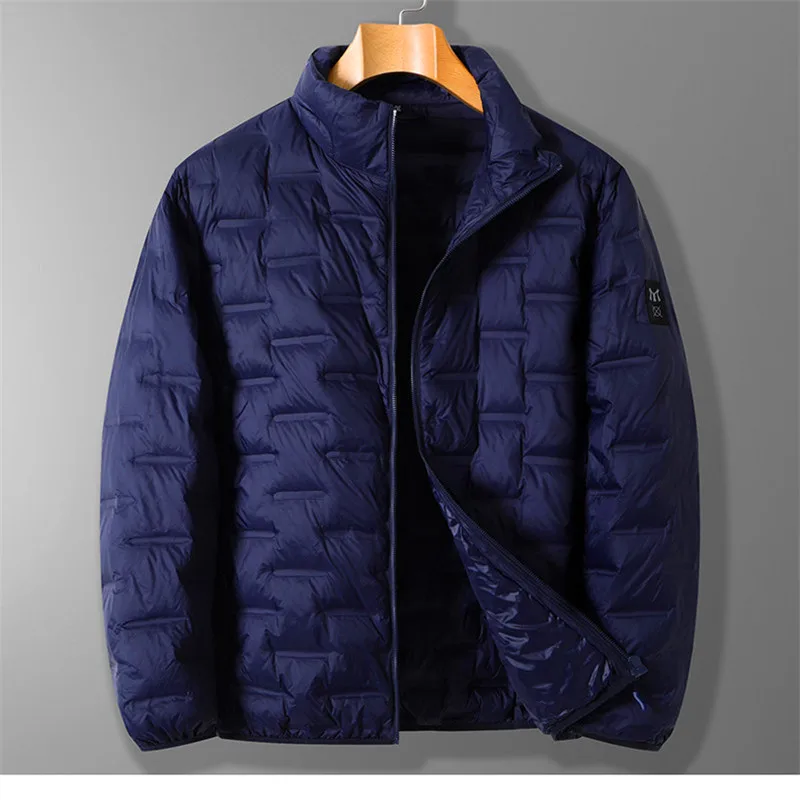 

Мужской зимний высококачественный легкий пуховик большого размера 6XL 7XL 8XL, свободная Мужская теплая ультратонкая куртка с воротником-стойк...