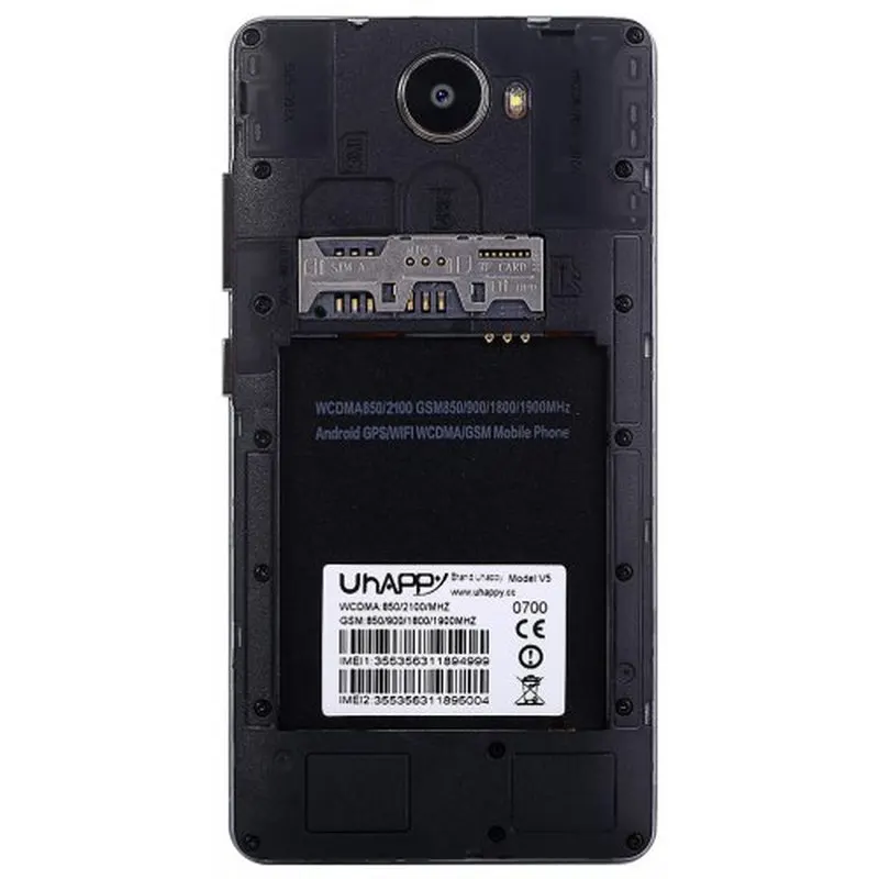 UHAPPY V5 смартфон 1 Гб ОЗУ 8 ПЗУ 5 0 &quot3g WCDMA MTK6580 четырехъядерный Android 1800 мАч Мп + wifi gps