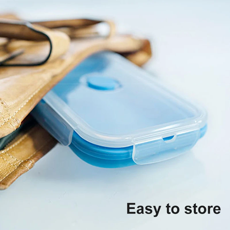 

Silicone Folding Bento Box Collapsible Portable Lunch Box Dinnerware Food Container for Children Adult F2