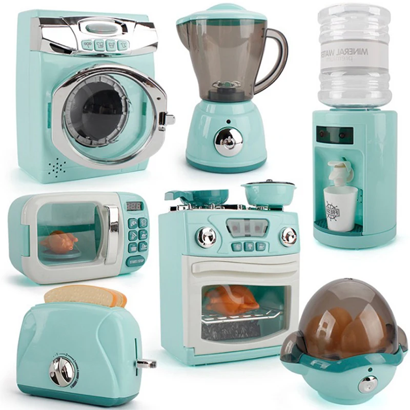 

Children Kitchen Toy Simulation Washing Machine Bread Maker Oven Microwave Girls Play House Role Play Interactive Toys