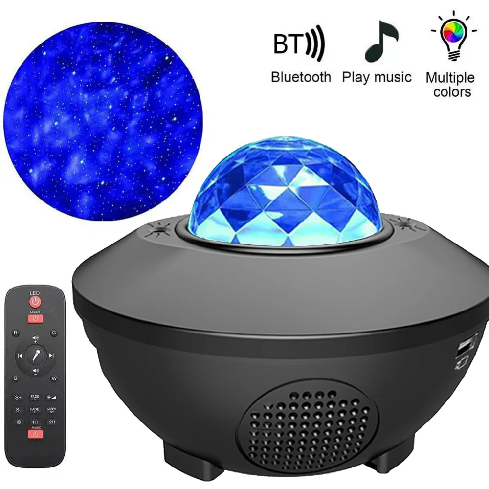 

Светодиодная проекционная лампа звездное небо, USB, Bluetooth, романтическая мечта, вращающаяся атмосферная лампа с голосовым управлением, Океан...