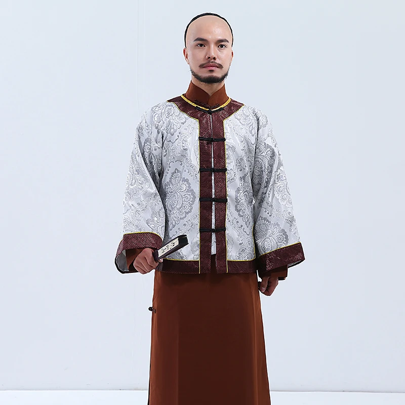 Новое китайское традиционное платье костюм для мужчин комплект одежды халат