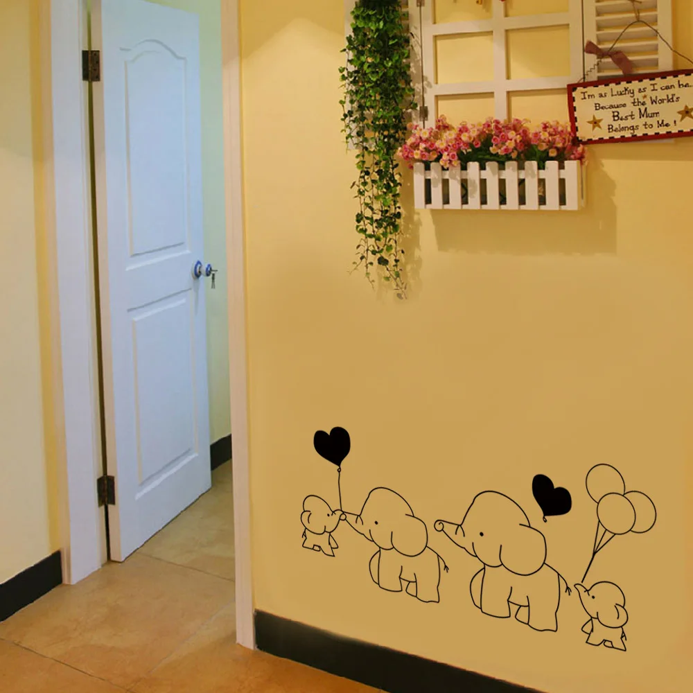 Детская мультяшная Наклейка на стену для детской комнаты Слон-шар сердце детские
