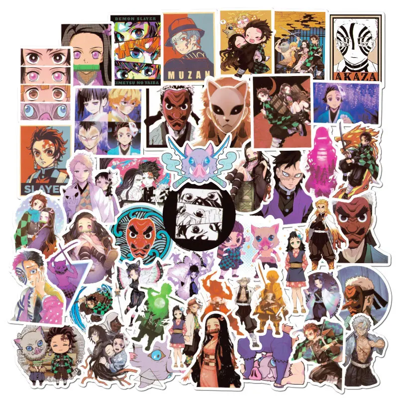 

50pcs Anime Demon Slayer Kimetsu No Yaiba Sticker Skateboard Motorcycle Guitar Kids Girl Graffiti Waterproof PVC Stickers