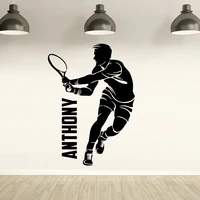 Personalized Name Wall Stickers Tennis Player Vinyl Nursery Interior Wall Decals Home Decoration For Boys Kids Bedroom Z040