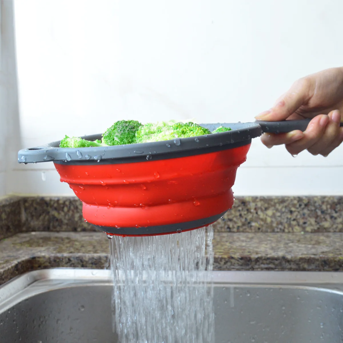 folding drain basket silicone kitchen fruit vegetable colander dish drainer washing basket strainer kitchen tool storage gadgets free global shipping