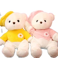 1pc 38cm cute teddy bear with clothes plush toys kawaii bears with eggs pillow stuffed soft animal dolls for kids child gift