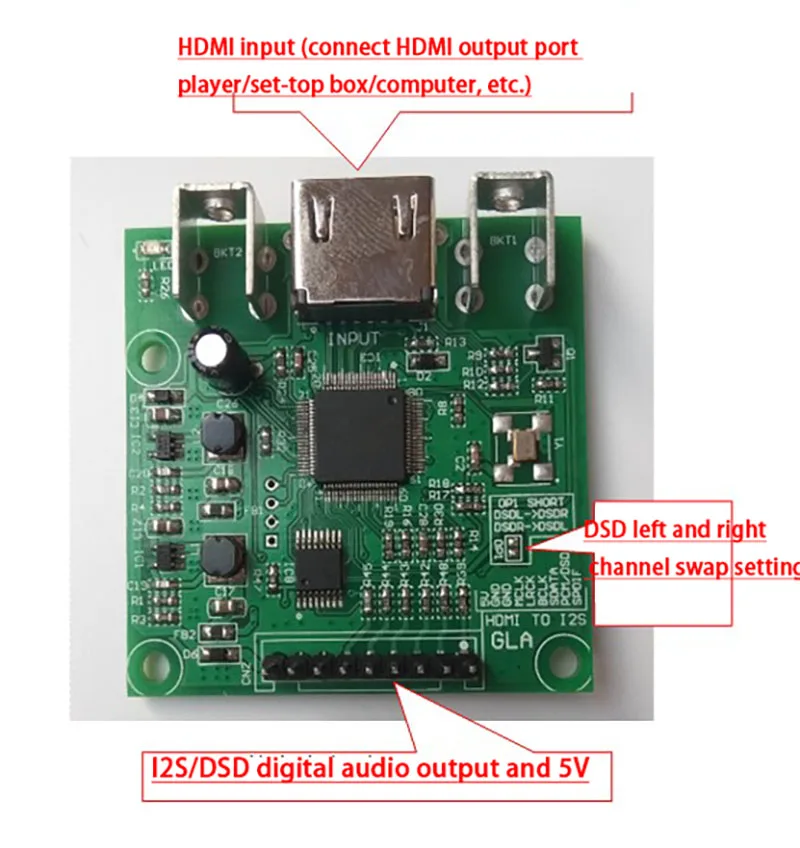 Dykbcells HDMI разделенное извлечение цифровой аудиосигнал I2S DSD SPDIF модуль для декодера