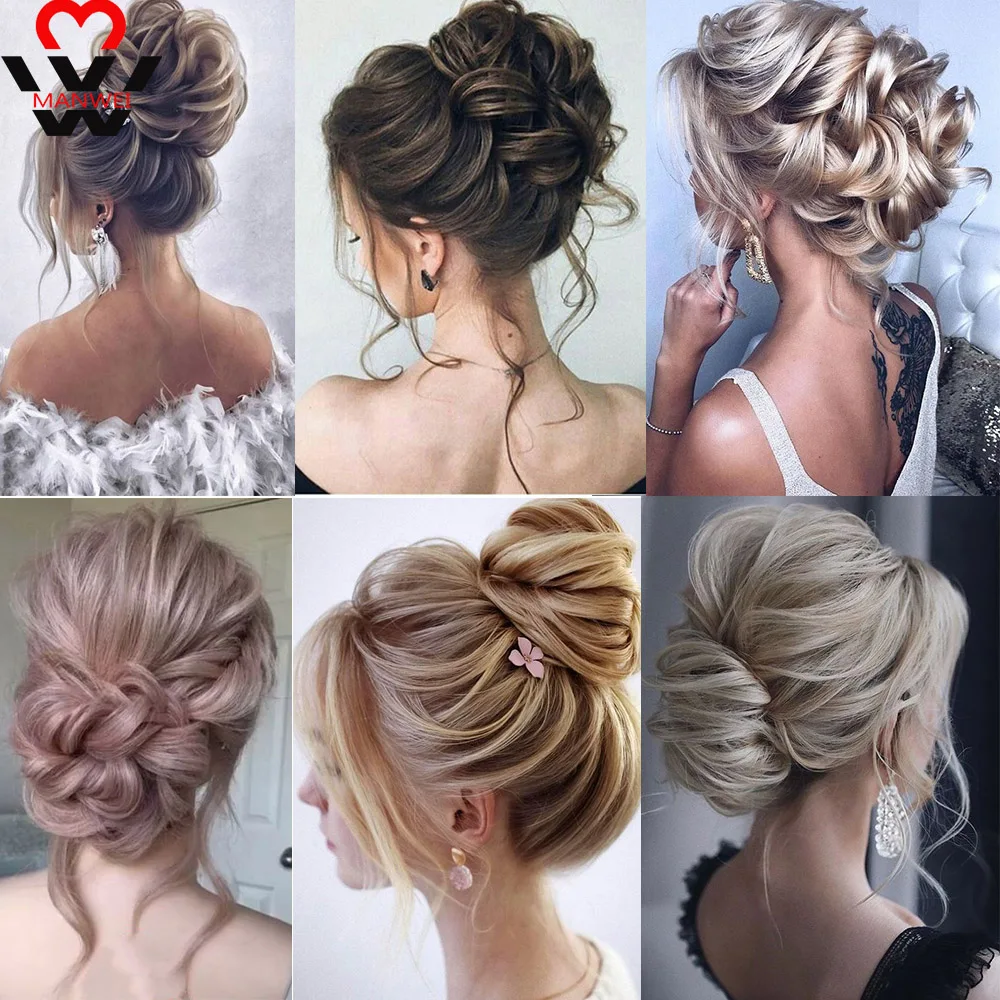 MANWEI беспорядочный пучок волос для женщин кудрявый шиньон эластичная лента зажим